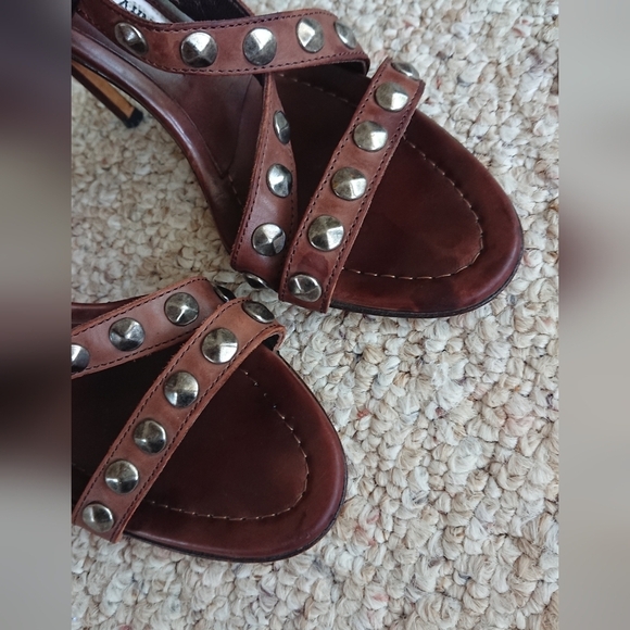 Manolo Blahnik ningia rich Brown Studded Strappy Pump sandals size 37 - Picture 7 of 15